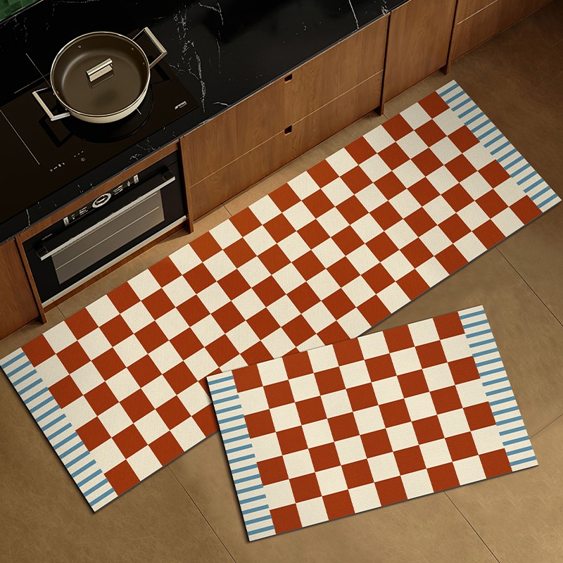 Commercial Kitchen Non Slip Flooring - Vintage Plaid Kitchen Floor Mat Non-slip